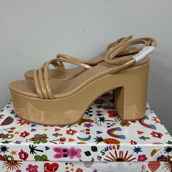 New Jeffrey Campbell Mamba Platform Sandal in Dusty Nude Patent Size 11 - Picture 4 of 9